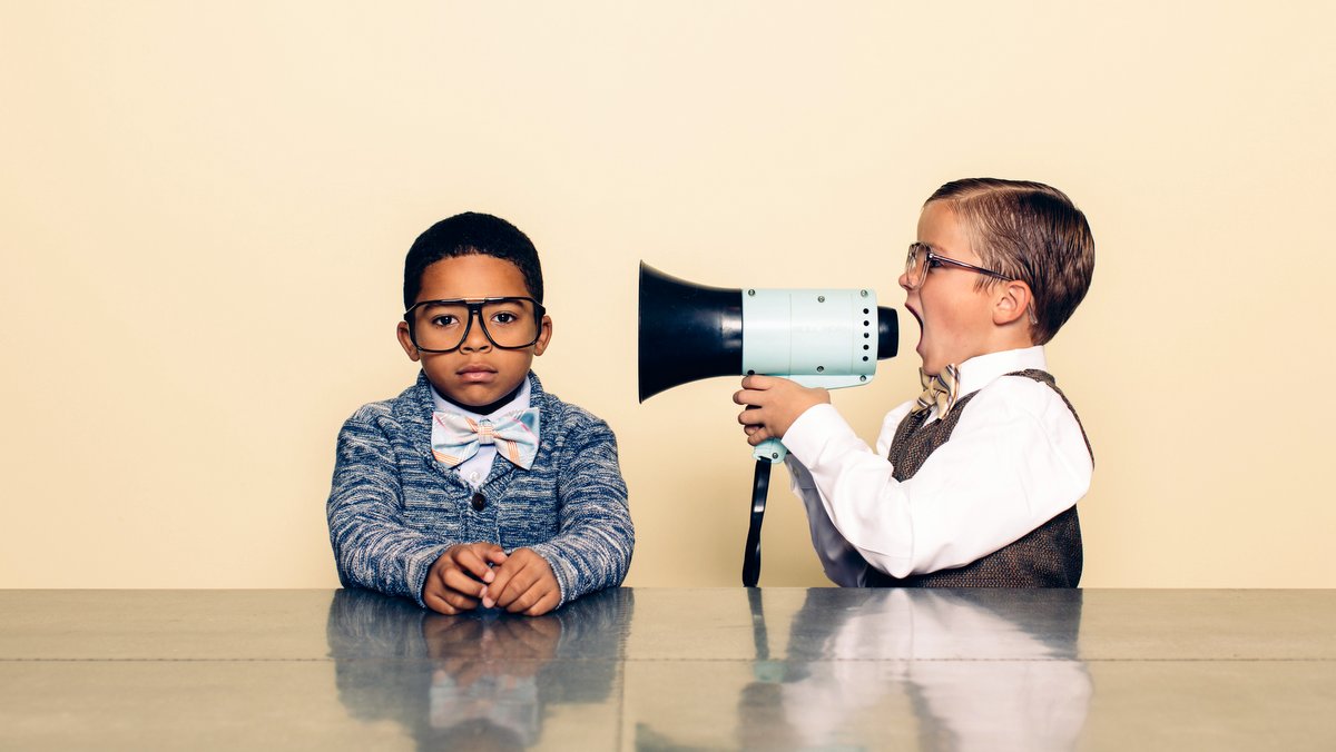 EVERY PERSON MUST BE CONVINCED IN HIS OWN MIND::YOUNG BOY YELLS THROUGH MEGAPHONE © Andrew Rich | iStockPhoto.com