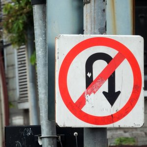 THE CEREMONIAL LAWS WERE ABOLISHED::NO U TURN ROAD SIGN © Ivan_L | FreeRangeStock.com
