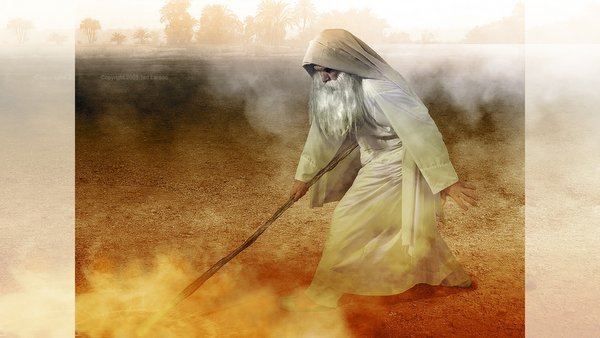 AARON STRIKES THE DUST © Ted Larson | DigitalArtByTedLarson.net