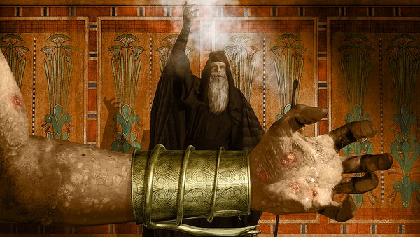 MOSES AND THE PLAGUE OF BOILS © Ted Larson | DigitalArtByTedLarson.net