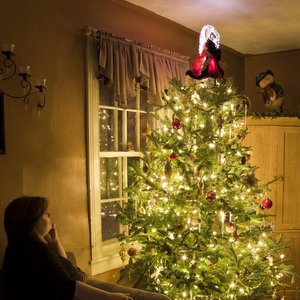 WHY WE DO NOT CELEBRATE CHRISTMAS::CHRISTMAS TREE WITH ADMIRER © Phil Mcdonald | Dreamstime.com