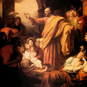 SAINT PETER PREACHING AT PENTECOST - Benjamin West (1785) | BJUmg.org