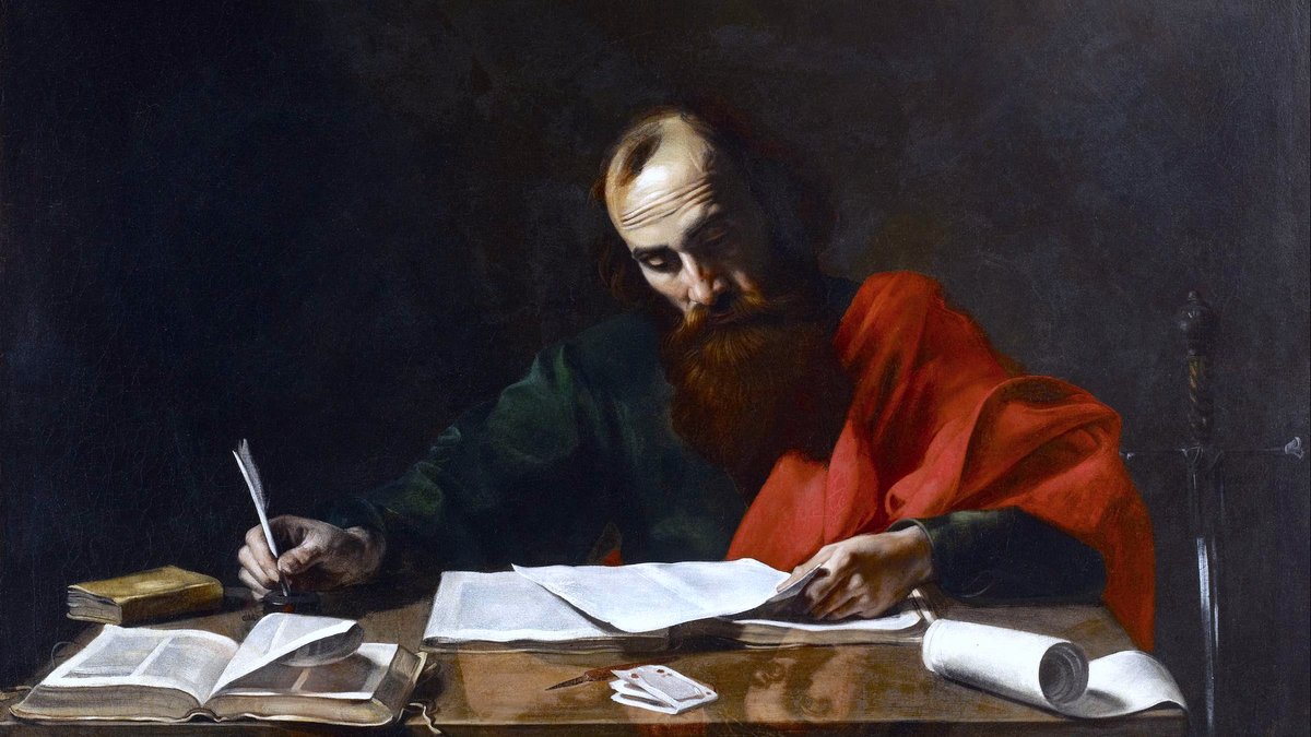 SAINT PAUL WRITING HIS EPISTLES - Valentin de Boulogne (1620) | Wikimedia.org