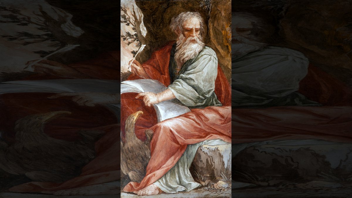 FRESCO OF ST. JOHN THE EVANGELIST AT WRITING OF APOKALYPSE (SANTA PUDENZIANA CHURCH, ROME) - Unknown | iStockPhoto.com