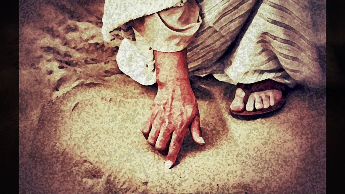 THE RABBI WRITES IN THE SAND © unknown | unknown