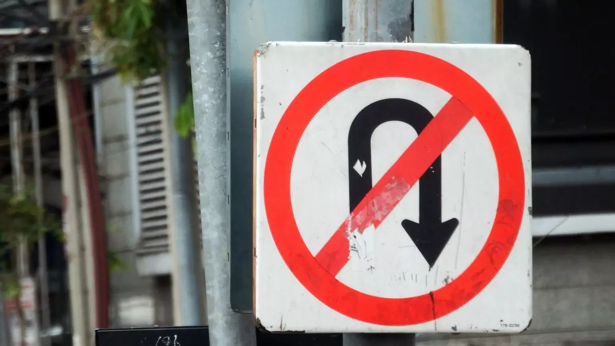 THE CEREMONIAL LAWS WERE ABOLISHED::NO U TURN ROAD SIGN © Ivan_L | FreeRangeStock.com