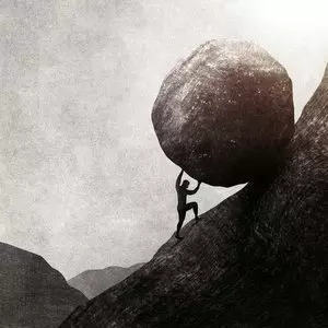 THOSE WHO OBEY THE LAW ARE CURSED::STRONG MAN PUSHING BIG ROCK UPHILL © francescoch | iStockPhoto.com