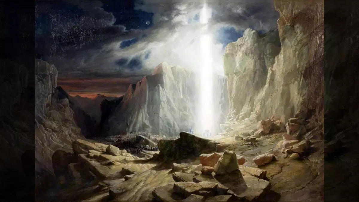 WHY THE SACRIFICES?::THE ISRAELITES PASSING THROUGH THE WILDERNESS, PRECEDED BY THE PILLAR OF LIGHT - William West (1800s) | Bristol Museums, Galleries & Archives | ArtUK.org