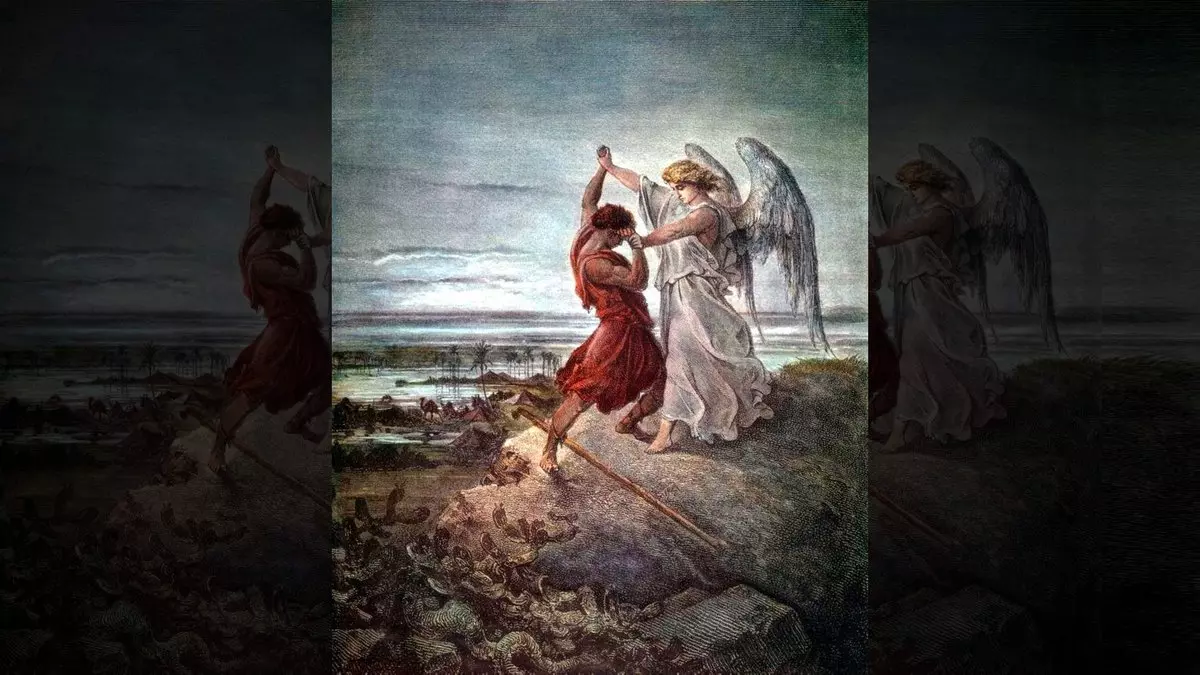 G-D'S COVENANT WITH JACOB::JACOB WRESTLES WITH THE ANGEL - Gustav Doré (1855) | Wikimedia.org