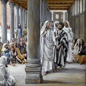 THE SABBATH IN THE APOSTOLIC WRITINGS::JESUS WALKS IN THE PORTICO OF SOLOMON - James Tissot (1896) | BrooklynMuseum.org