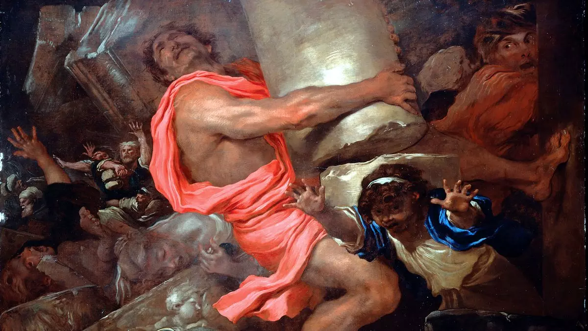 SANSONE DISTRUGGE IL TEMPIO DEI FILISTEI - Giovanni Grechetto (1600s) | Wikimedia.org