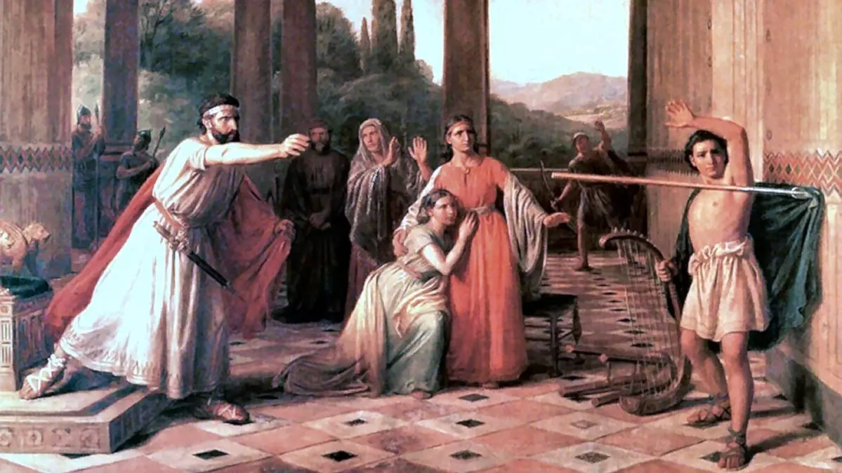 SAUL THROWING HIS SPEAR AT DAVID - Constantin Hansen (1867) | Wikimedia.org