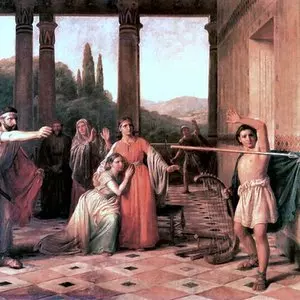 SAUL THROWING HIS SPEAR AT DAVID - Constantin Hansen (1867) | Wikimedia.org