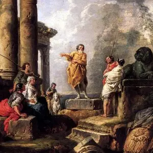RUINS WITH ST PAUL PREACHING - Giovanni Paolo Pannini (1735) | Wikimedia.org