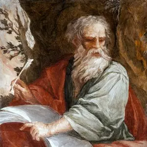 FRESCO OF ST. JOHN THE EVANGELIST AT WRITING OF APOKALYPSE (SANTA PUDENZIANA CHURCH, ROME) - Unknown | iStockPhoto.com