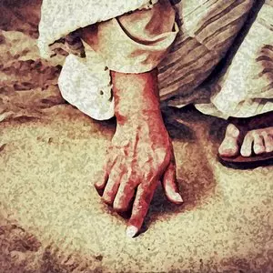 THE RABBI WRITES IN THE SAND © unknown | unknown THE RABBI WRITES IN THE SAND © unknown | unknown