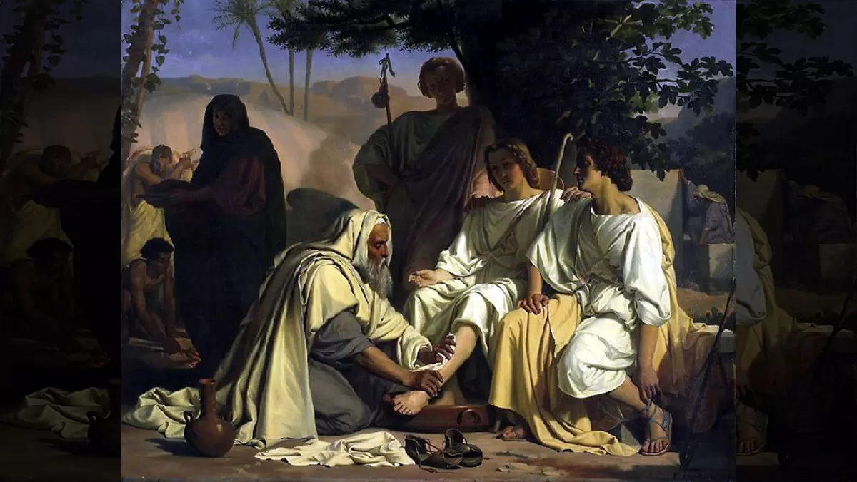 VAYERA::ABRAHAM WASHING THE ANGELS' FEET - Félix Fossey (1854) | Wikimedia.org