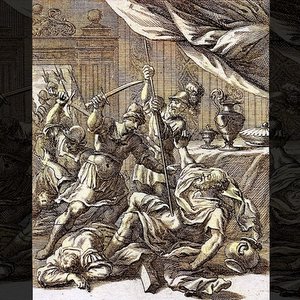 1 Maccabees 16::SIMON AND HIS TWO SONS GET KILLED BY PTOLOMY - Christoph Weigel (1695) | WikiArt.org