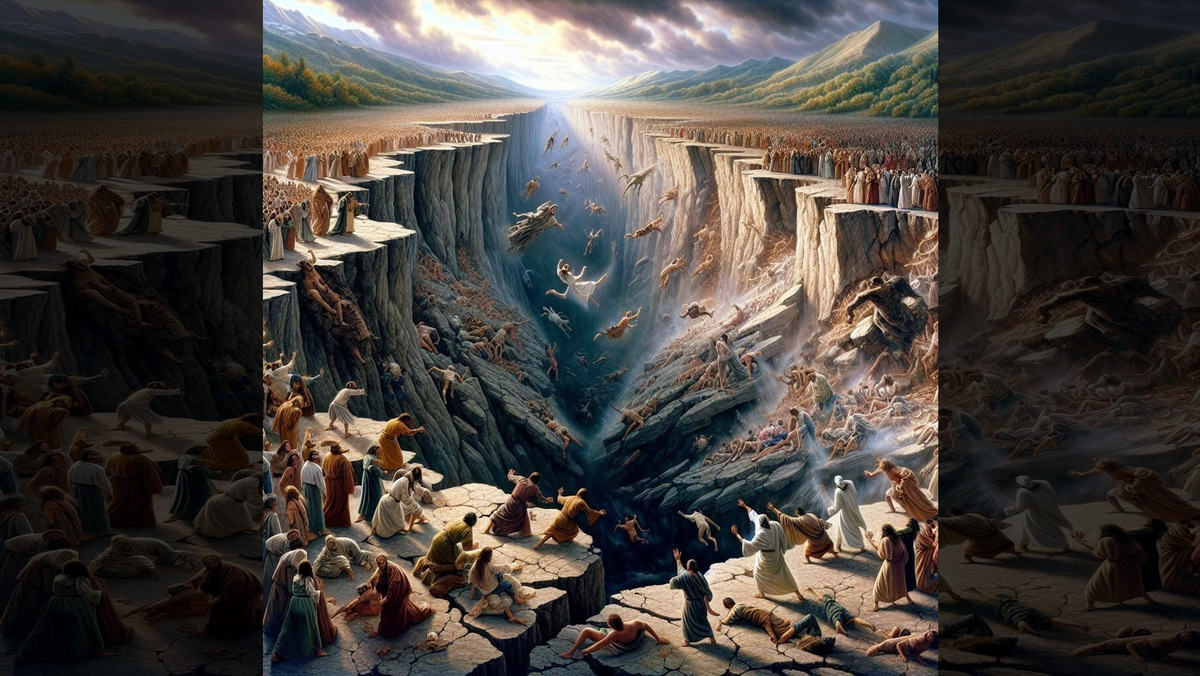 KORACH::THE EARTH OPENED ITS MOUTH AND SWALLOWED THEM UP © AI | Bible.art