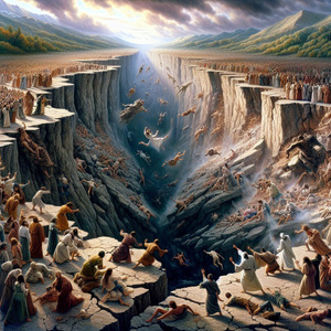 KORACH::THE EARTH OPENED ITS MOUTH AND SWALLOWED THEM UP © AI | Bible.art KORACH::THE EARTH OPENED ITS MOUTH AND SWALLOWED THEM UP © AI | Bible.art