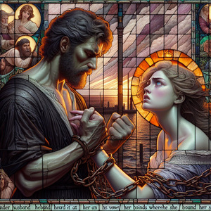 AND HER BONDS WHEREWITH SHE BOUND HER SOUL SHALL STAND © AI | Bible.art