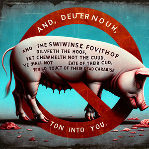 AND THE SWINE, IT IS UNCLEAN UNTO YOU: YE SHALL NOT EAT OF THEIR FLESH © AI | Bible.art