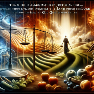 REEH::THAT WHICH IS JUST SHALT THOU FOLLOW, THAT THOU MAYEST LIVE, AND INHERIT THE LAND © AI | Bible.art REEH::THAT WHICH IS JUST SHALT THOU FOLLOW, THAT THOU MAYEST LIVE, AND INHERIT THE LAND © AI | Bible.art