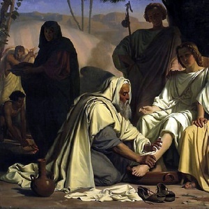VAYERA::ABRAHAM WASHING THE ANGELS' FEET - Félix Fossey (1854) | Wikimedia.org